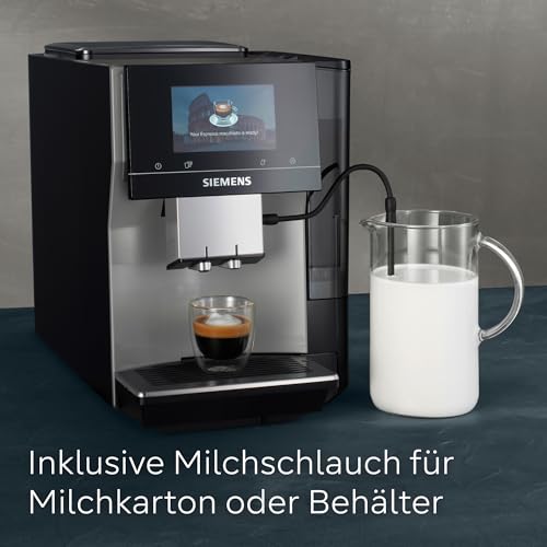 Siemens Kaffeevollautomat EQ700 classic TP715E17, App-Steuerung, Cold Brew, Full-Touch-Display, bis zu 10 individ. Kaffeekreationen als Favoriten, autom. Dampfreinigung, 1500 W, inox silver metallic