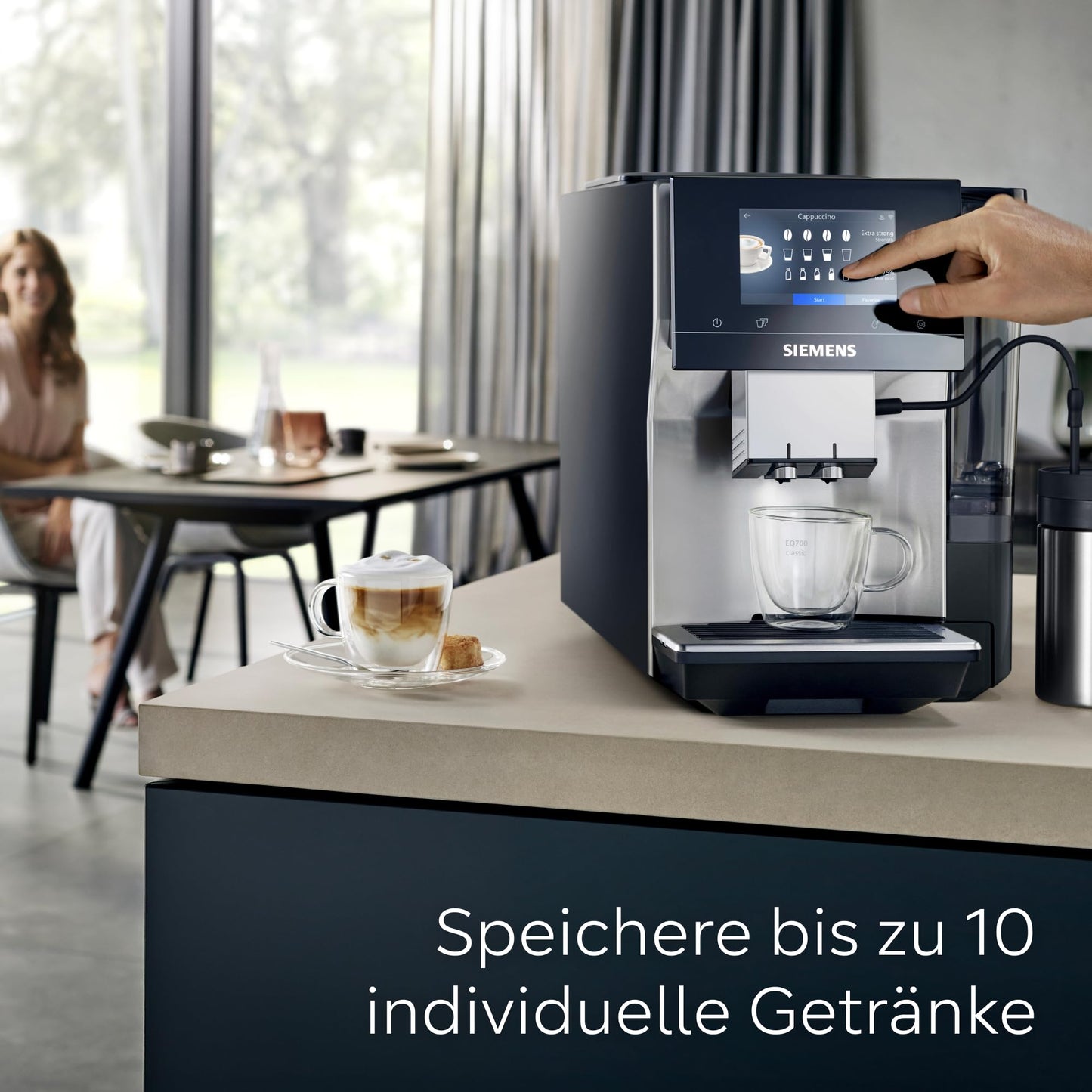 Siemens Kaffeevollautomat EQ700 classic TP715E17, App-Steuerung, Cold Brew, Full-Touch-Display, bis zu 10 individ. Kaffeekreationen als Favoriten, autom. Dampfreinigung, 1500 W, inox silver metallic