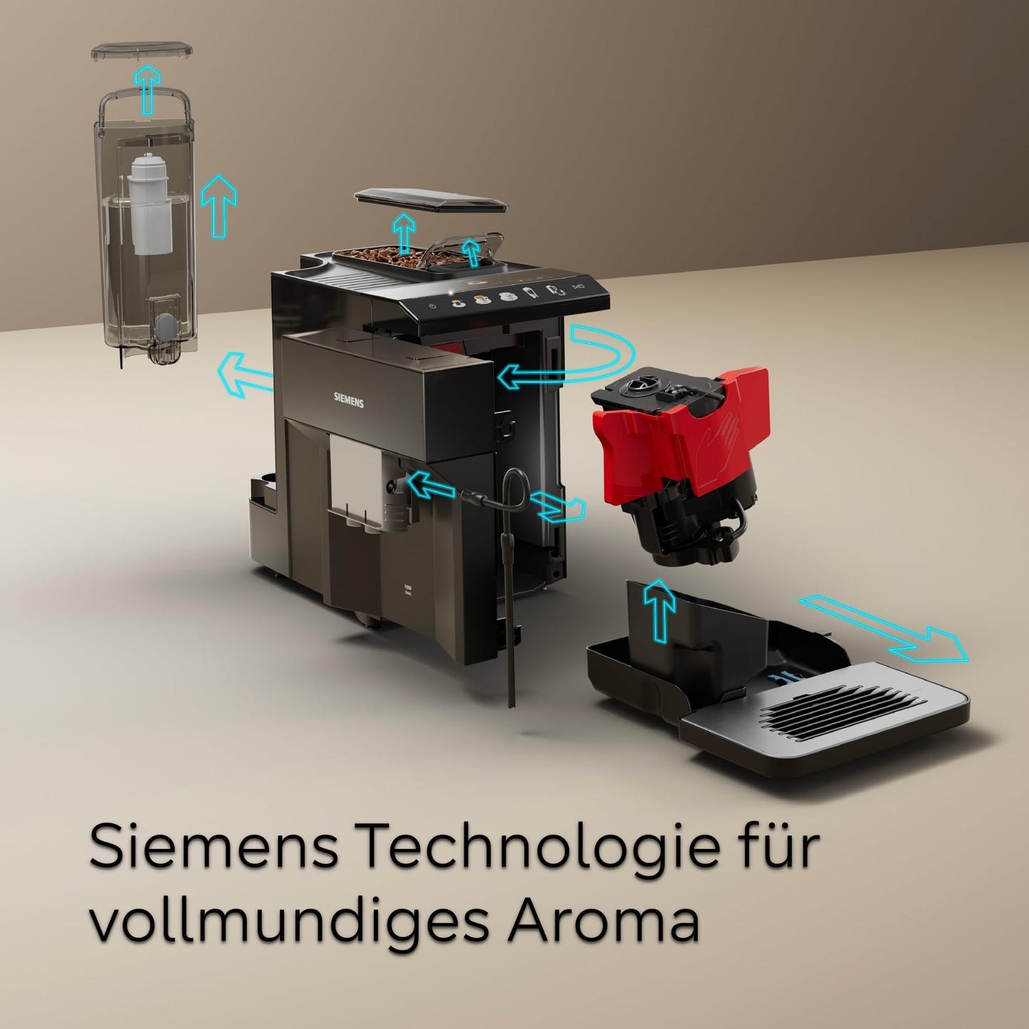 Siemens Kaffeevollautomat EQ500 TP511E19, App-Steuerung, Cold Brew, Vollfarbdisplay, Doppeltassenfunktion, autom. Dampfreinigung, einfache Wartung, schwarz