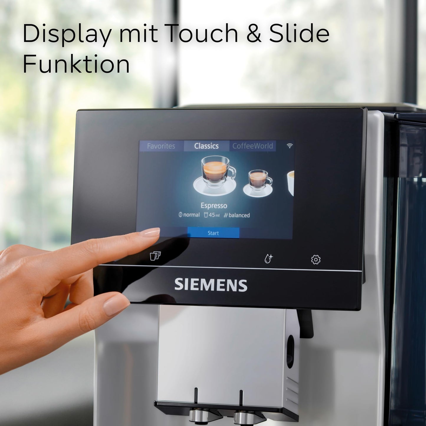 Siemens Kaffeevollautomat EQ700 classic TP715E17, App-Steuerung, Cold Brew, Full-Touch-Display, bis zu 10 individ. Kaffeekreationen als Favoriten, autom. Dampfreinigung, 1500 W, inox silver metallic
