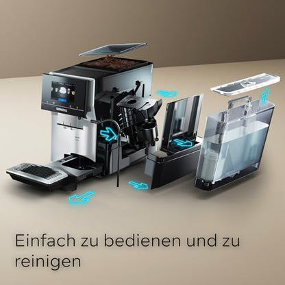 Siemens Kaffeevollautomat EQ700 classic TP715E17, App-Steuerung, Cold Brew, Full-Touch-Display, bis zu 10 individ. Kaffeekreationen als Favoriten, autom. Dampfreinigung, 1500 W, inox silver metallic