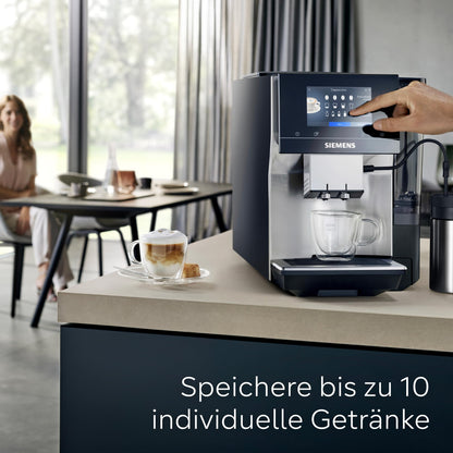 Siemens Kaffeevollautomat EQ700 classic TP715E17, App-Steuerung, Cold Brew, Full-Touch-Display, bis zu 10 individ. Kaffeekreationen als Favoriten, autom. Dampfreinigung, 1500 W, inox silver metallic